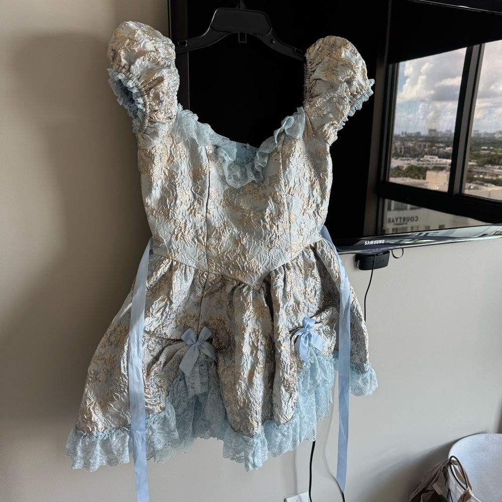 Sugar Thrillz Tea and Circumstance Brocade Mini Dress